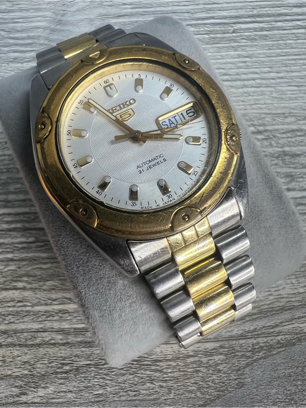 Seiko Two-Tone Silver and Gold Automatic Men's Watch 7S26
